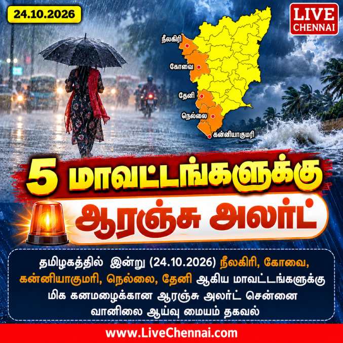 Orange Alert Issued for Five Tamil Nadu Districts Today